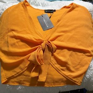 Orange Knot Crop Top